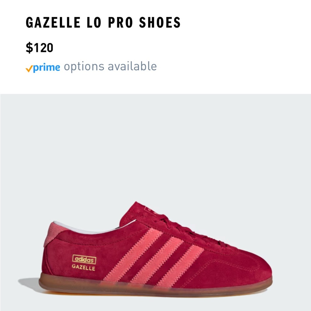 adidas Gazelle Lo Pro Sneakers - Red with Pink Stripes